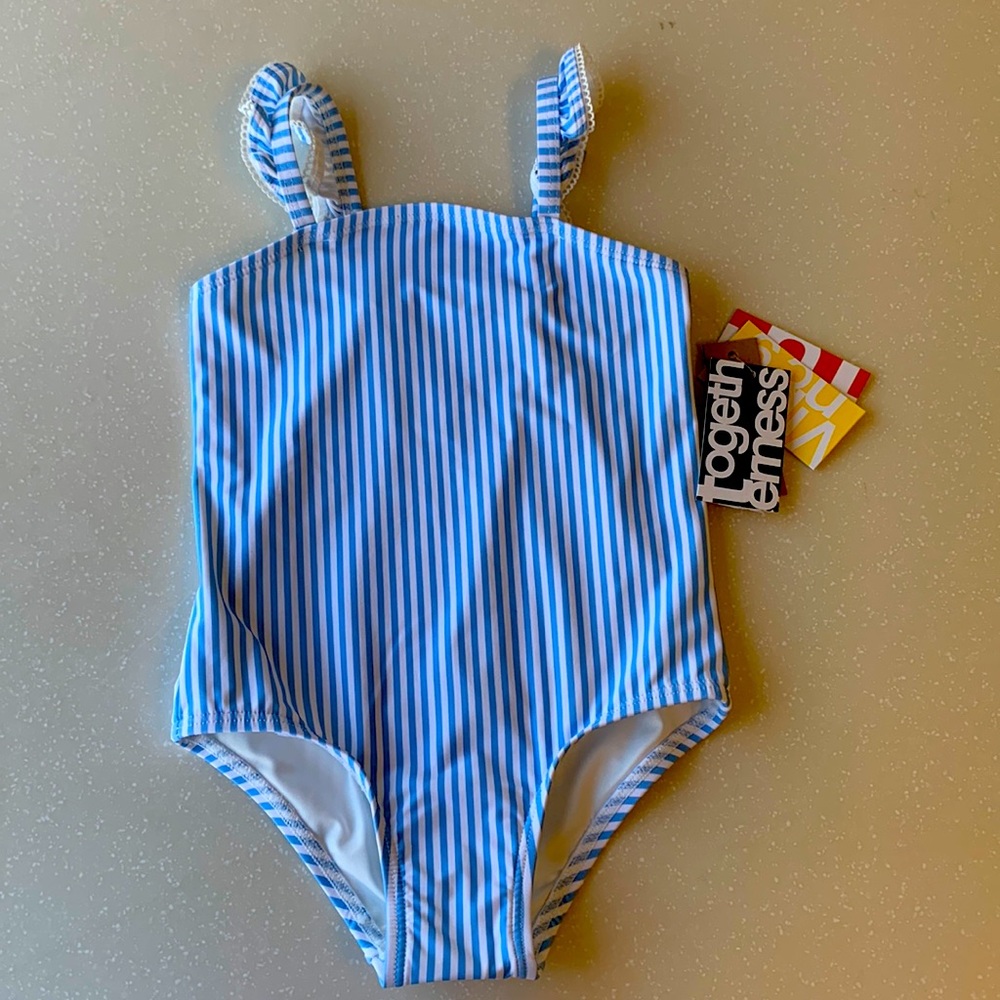 NWT Roller Rabbit Blue and White Striped Swimsuit Size 18-24M